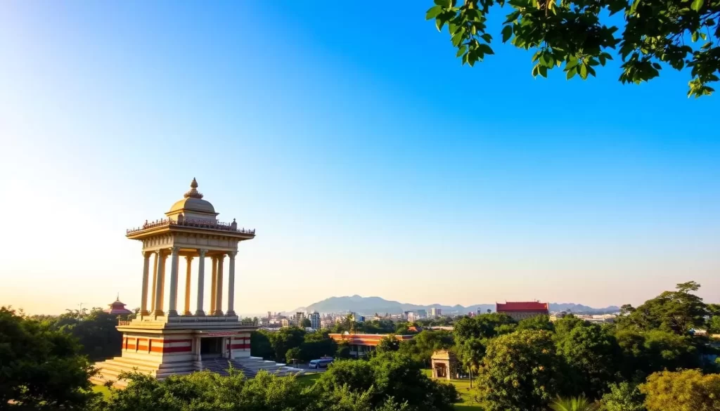 Image of Vientiane, Laos, with Patuxai monument in the foreground