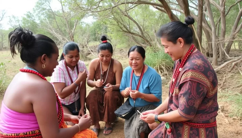 Image of Wajaana Yaam Gumbaynggirr Adventure Tours participants engaging in a cultural activity