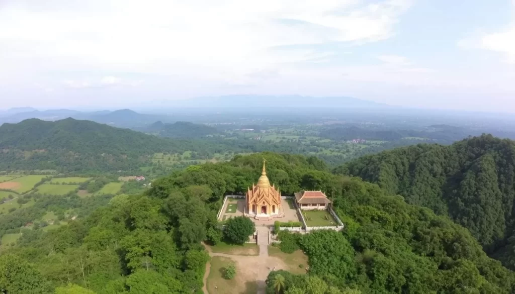 Image of Wat Doi Prachan's panoramic view of Lampang's countryside