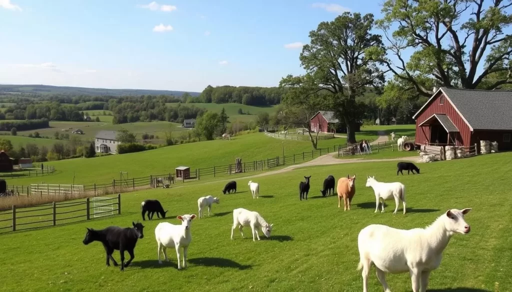 Image of Windmist Farm, a picturesque farm in Jamestown, RI, with pastoral vistas and farm animals.