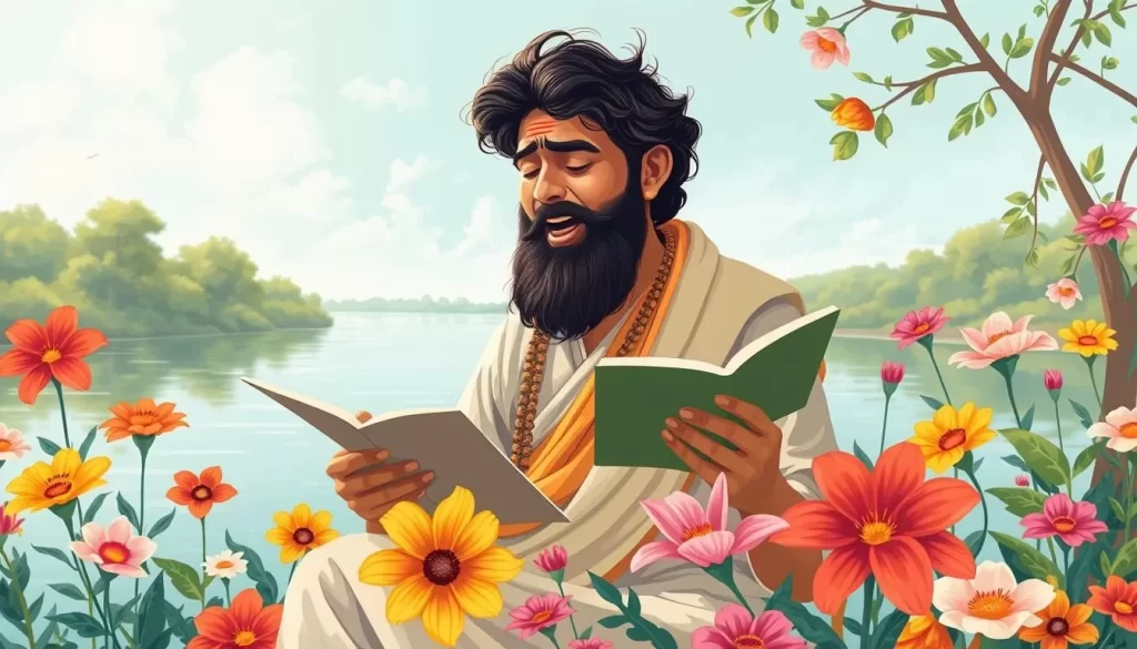 Image of a Bengali poet reciting a poem