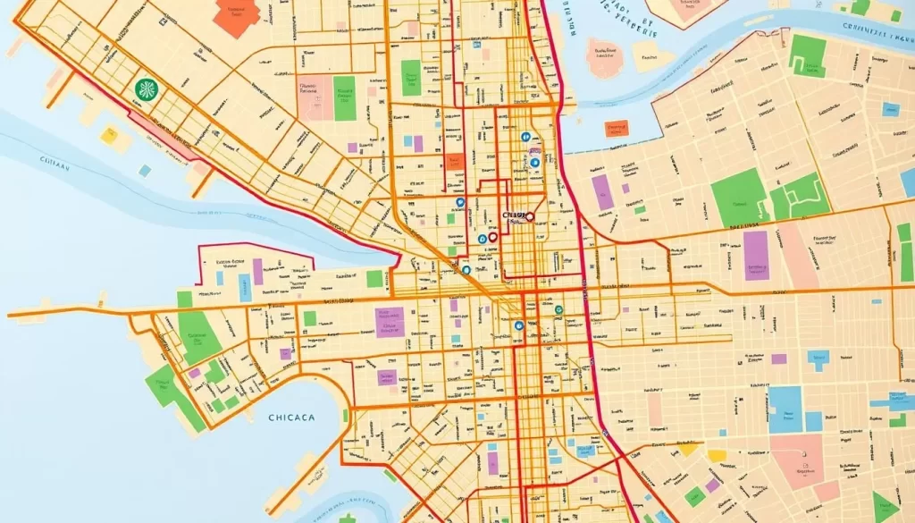 Image of a Chicago street grid map