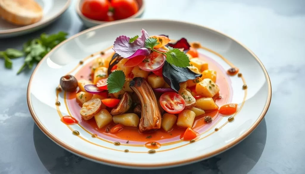 Image of a French-inspired dish with local ingredients in Puducherry