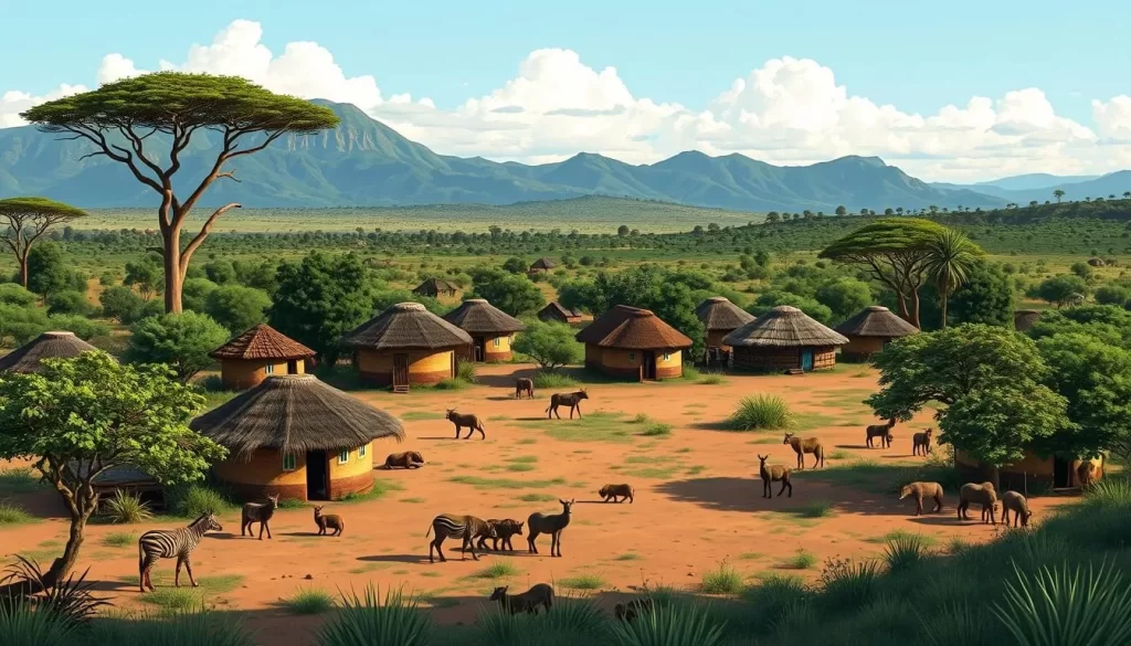 Image of a Maasai village near Arusha National Park