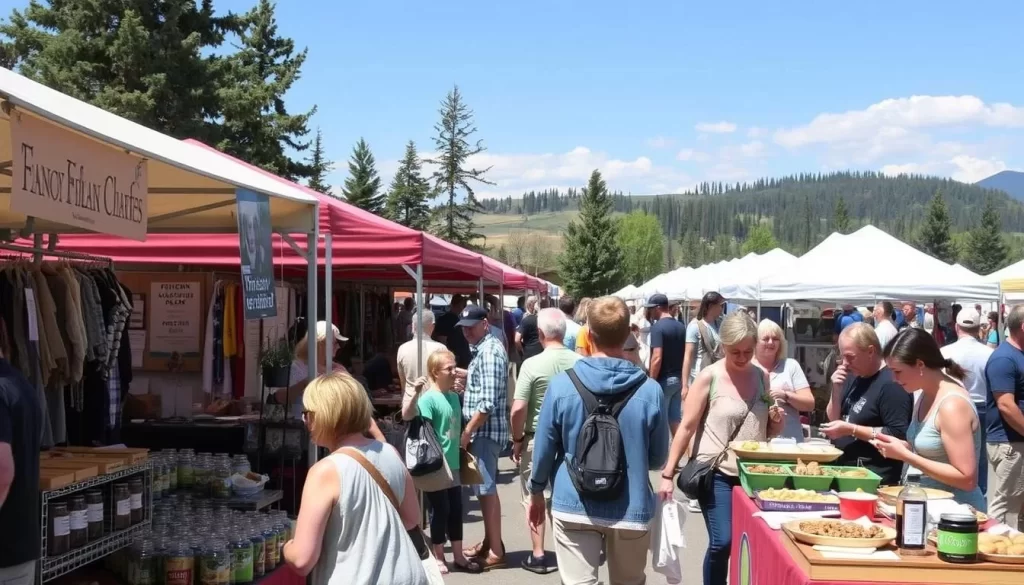 Image of a Montana food and craft festival with local artisans and vendors