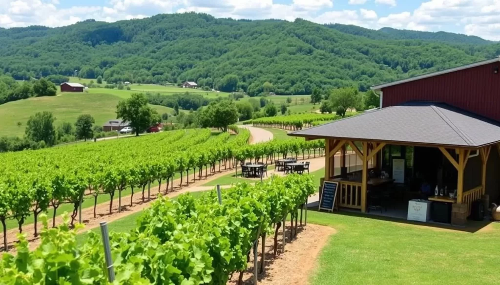 Image of a North Georgia winery with a vineyard tour