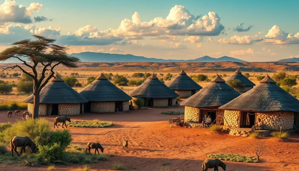 Image of a Samburu village with traditional manyatta homes
