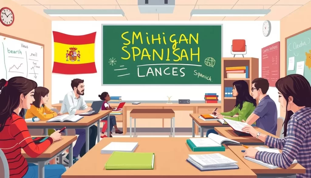 Image of a Spanish language class in Michigan