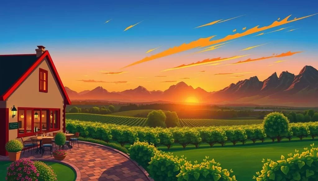 Image of a Stellenbosch restaurant with a scenic view