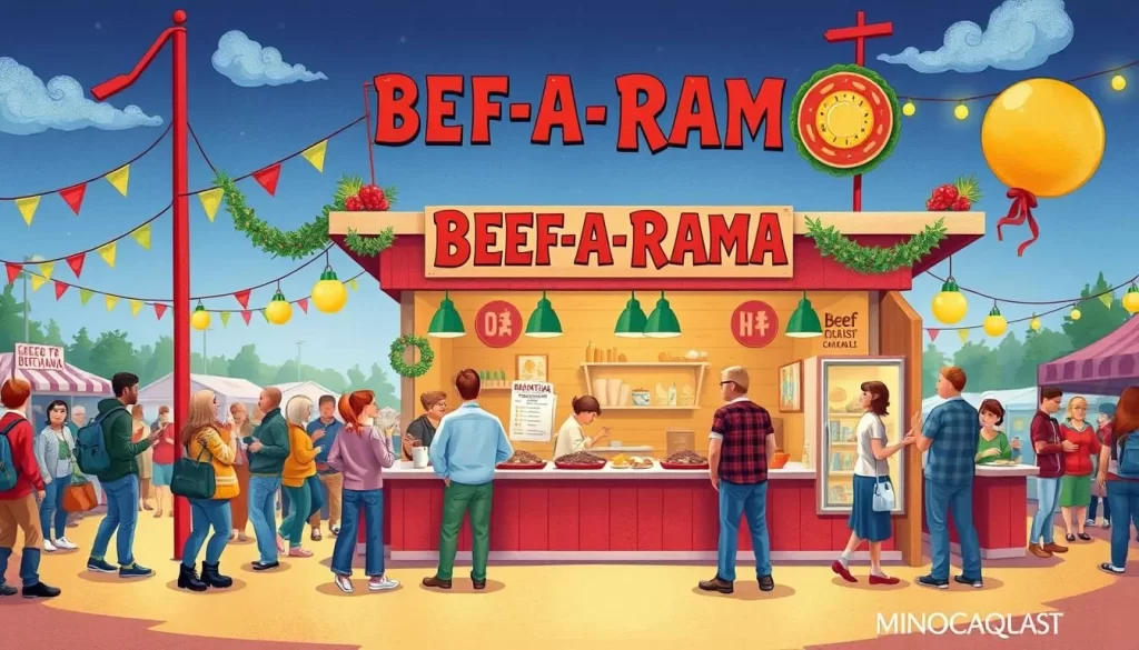 Image of a beef-themed food stall at Minocqua's Beef-A-Rama