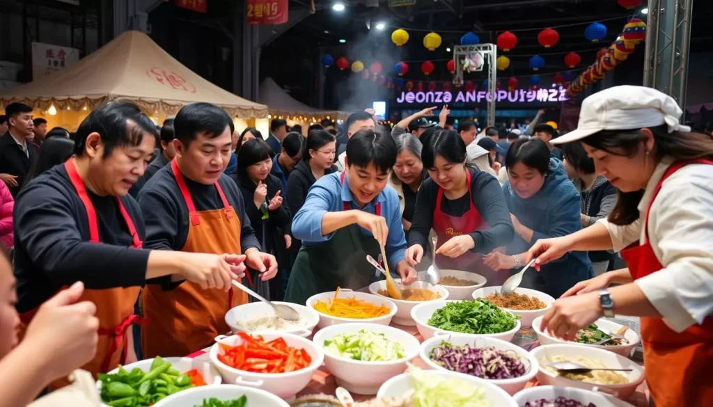 Image of a bibimbap-making competition at the Jeonju Bibimbap Festival.