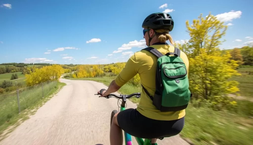 Image of a biker riding on the 29-mile trail loop around Sioux Falls