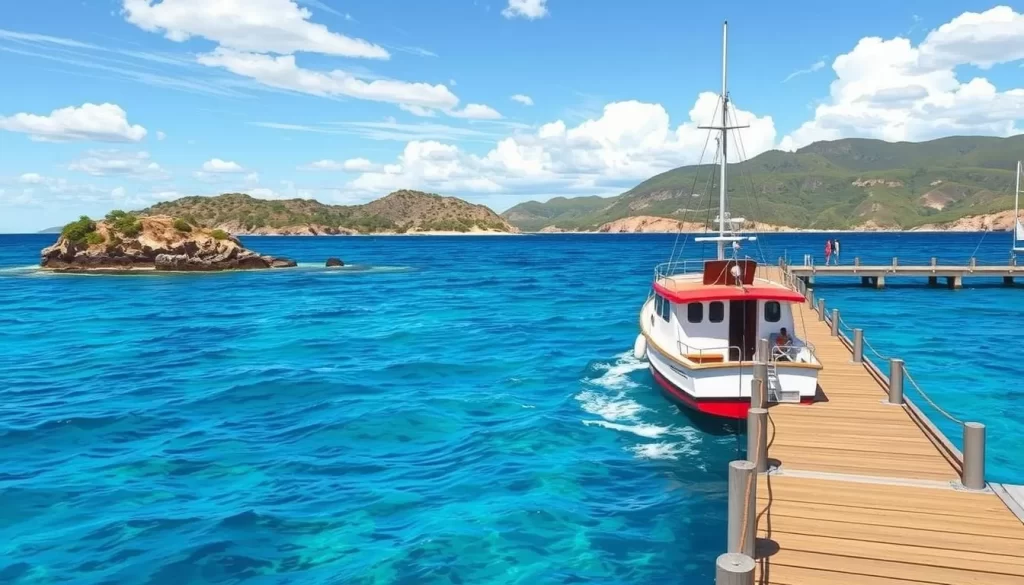 Image of a boat departing from Semporna Public Jetty