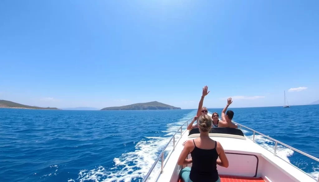 Image of a boat tour departing from Bodrum to Orak Adas Island