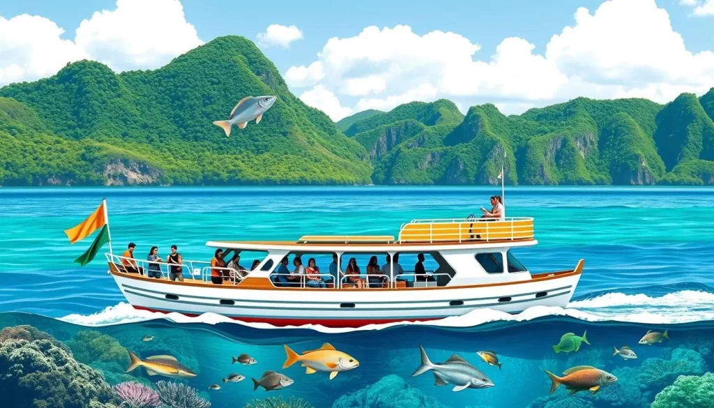Image of a boat transferring tourists to Tun Sakaran Marine Park
