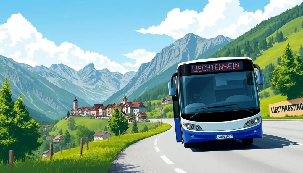 Image of a bus arriving in Steg, Liechtenstein