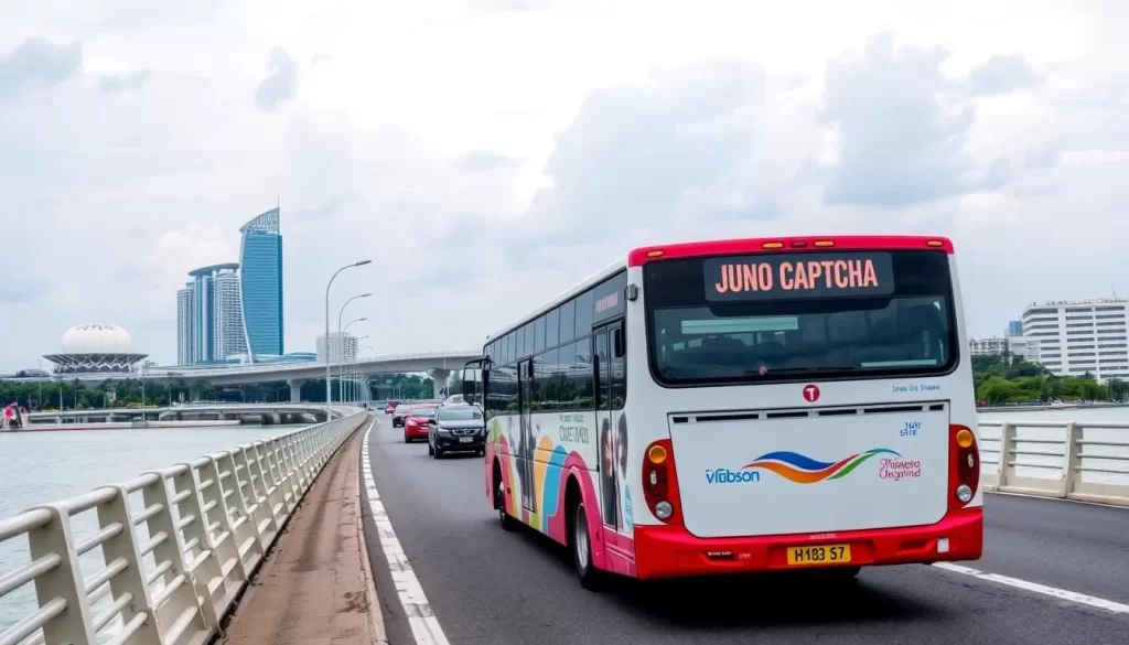Image of a bus crossing the Johor-Singapore Causeway