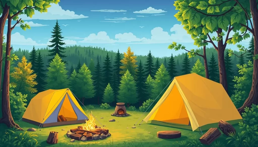 Image of a campsite at Quechee State Park during summer