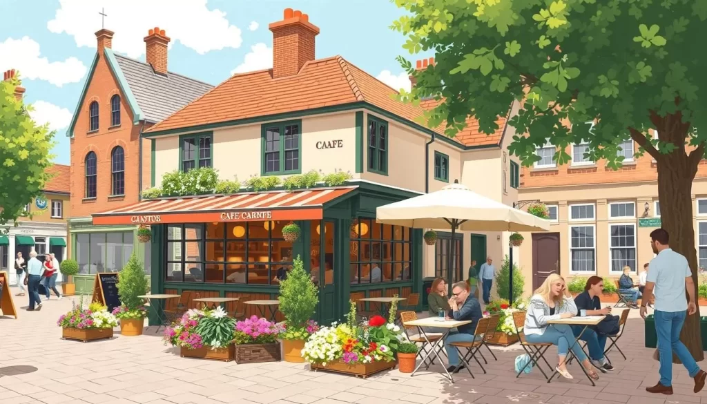 Image of a cozy café in Old Market Square with outdoor seating
