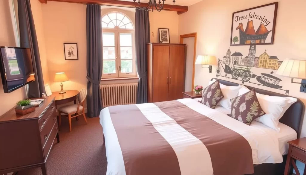 Image of a cozy hotel room in Ypres with a unique theme
