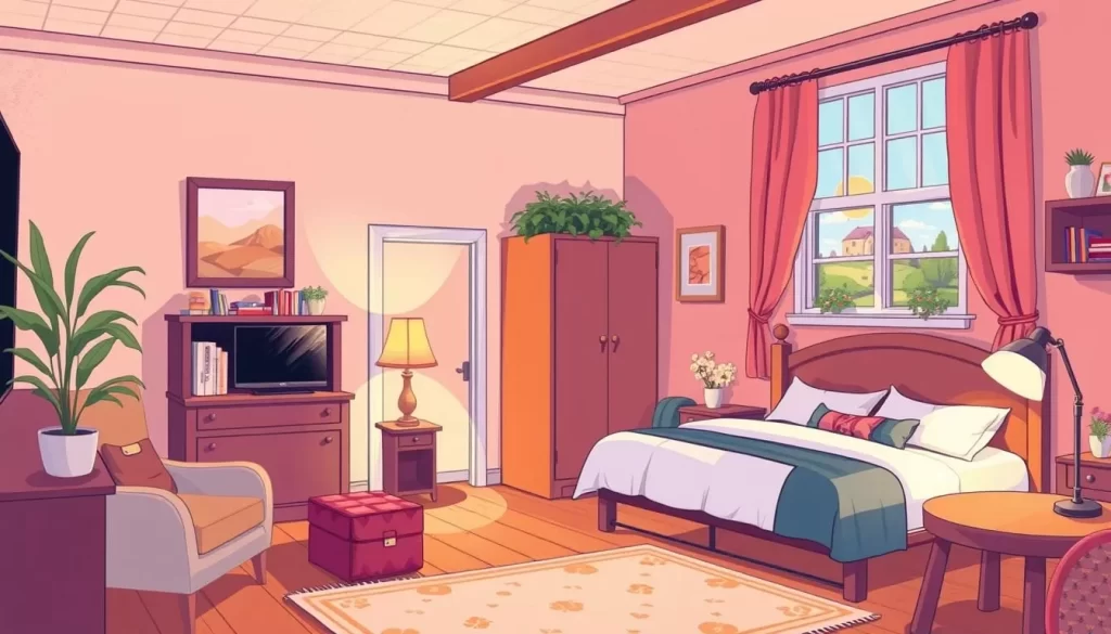 Image of a cozy hotel room in a nearby town