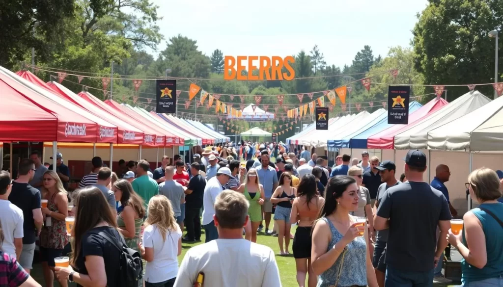 Image of a craft beer festival with attendees enjoying local brews.