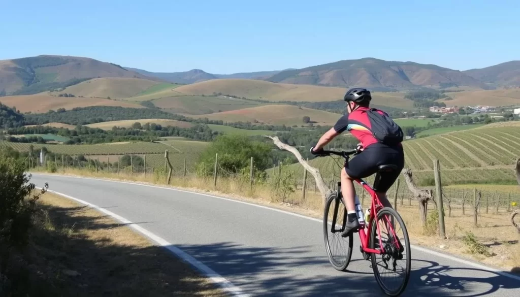 Image of a cyclist riding on a scenic route in Bozcaada