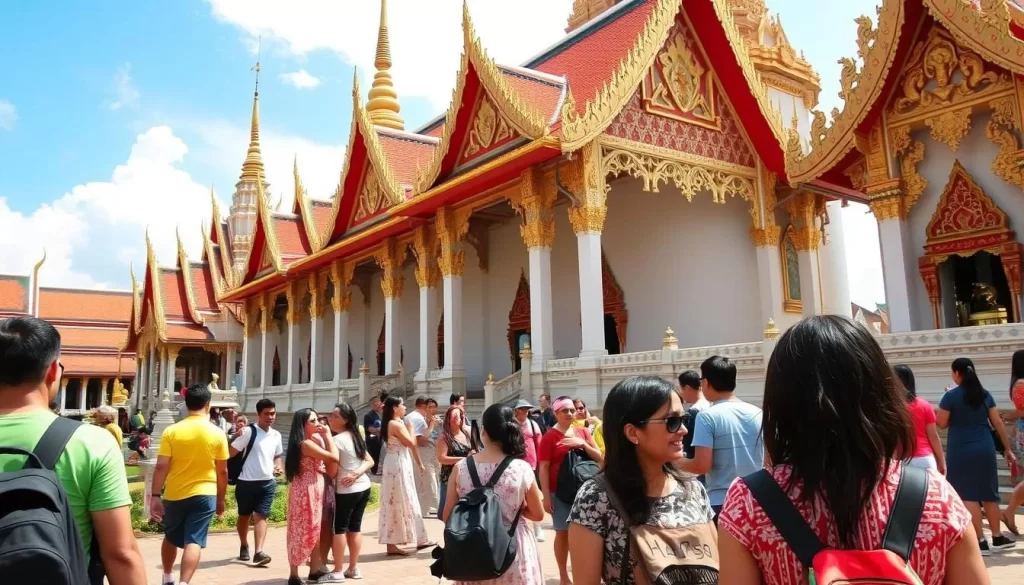 Image of a day tour group visiting Wat Phra That Lampang Luang