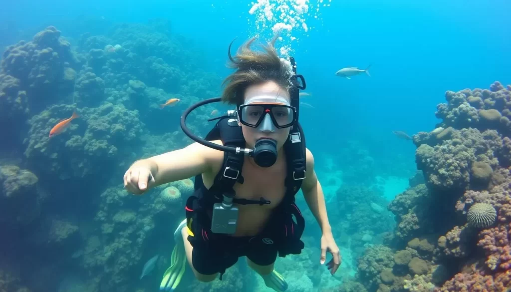 Image of a diver exploring the underwater world of Similan Islands