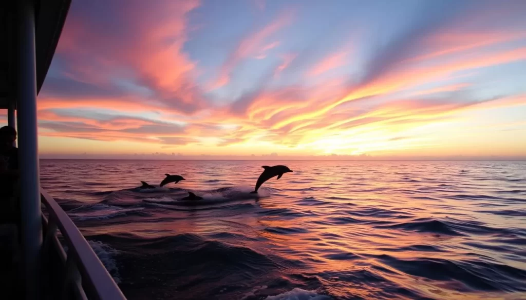 Image of a dolphin cruise in Orange Beach during sunset
