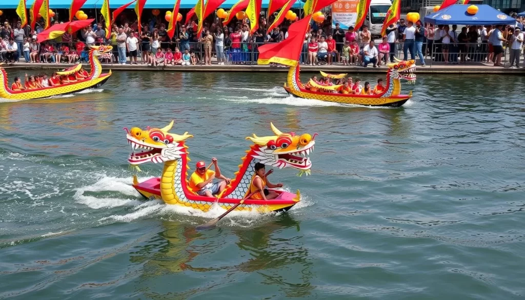 Image of a dragon boat race in Hsinchu during the Dragon Boat Festival