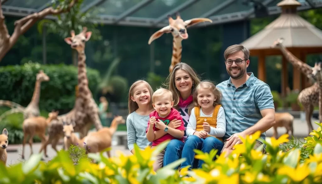 Image of a family visiting the Poznan Zoo