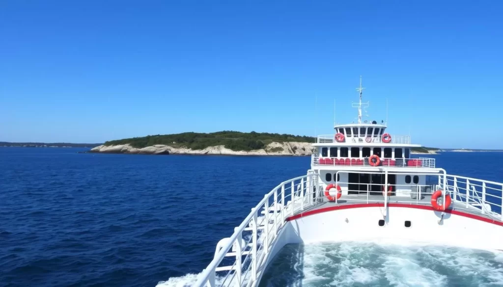 Image of a ferry approaching Block Island
