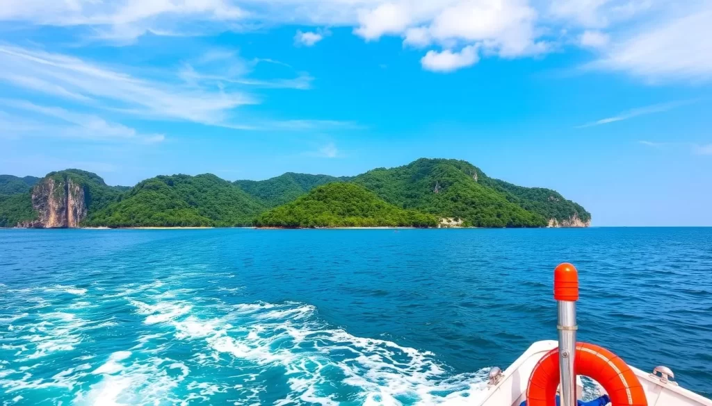 Image of a ferry approaching Ko Chang Island