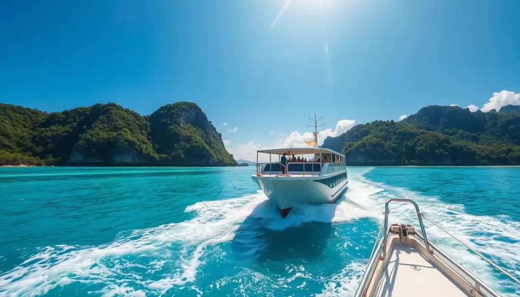 Image of a ferry approaching Koh Tao