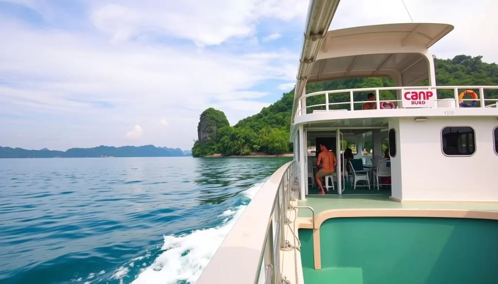 Image of a ferry approaching Pangkor Island