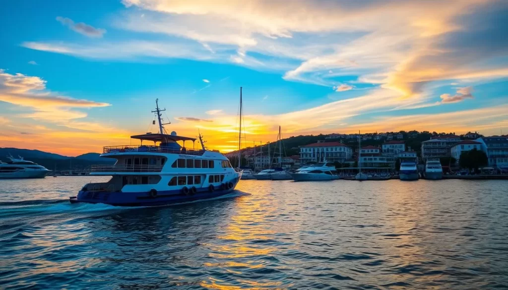 Image of a ferry departing from Bodrum Marina