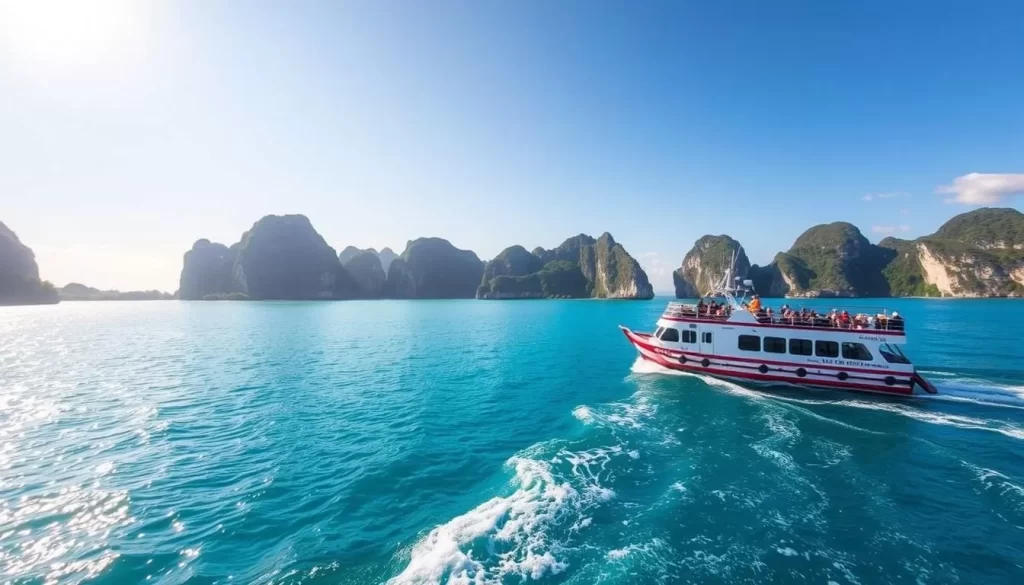 Image of a ferry departing from Krabi to Koh Phi Phi