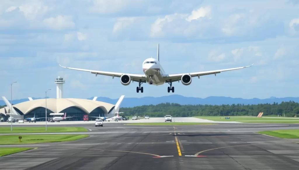 Image of a flight arriving at Kota Kinabalu airport