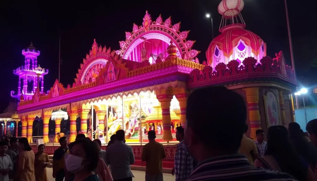 Image of a grand Durga Puja pandal in CR Park, Delhi