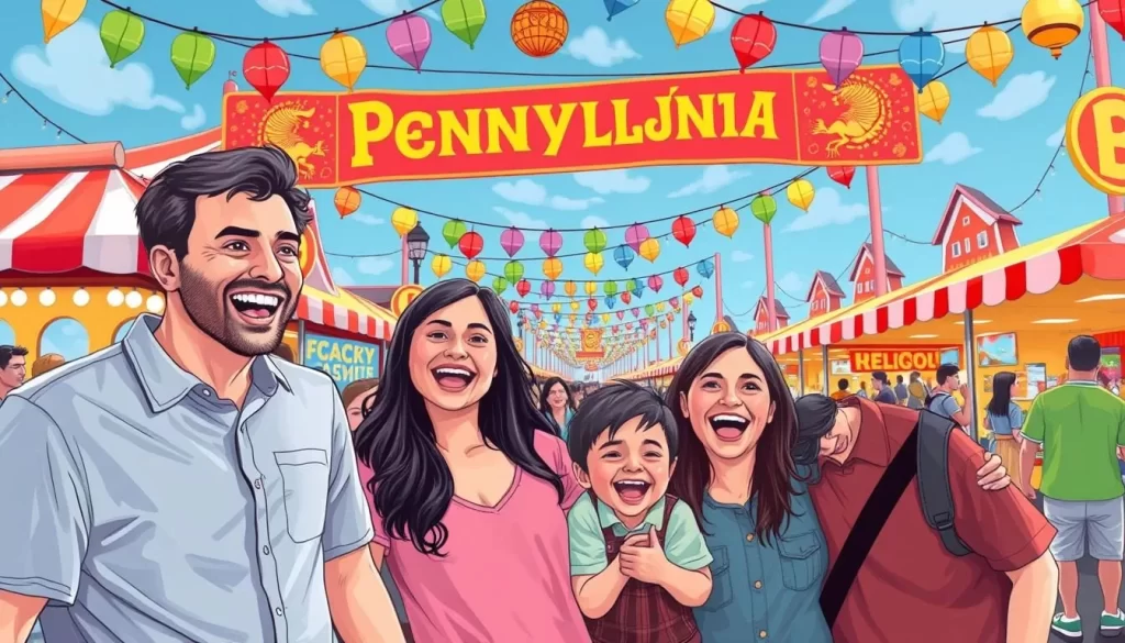 Image of a happy family enjoying a festival in Pennsylvania