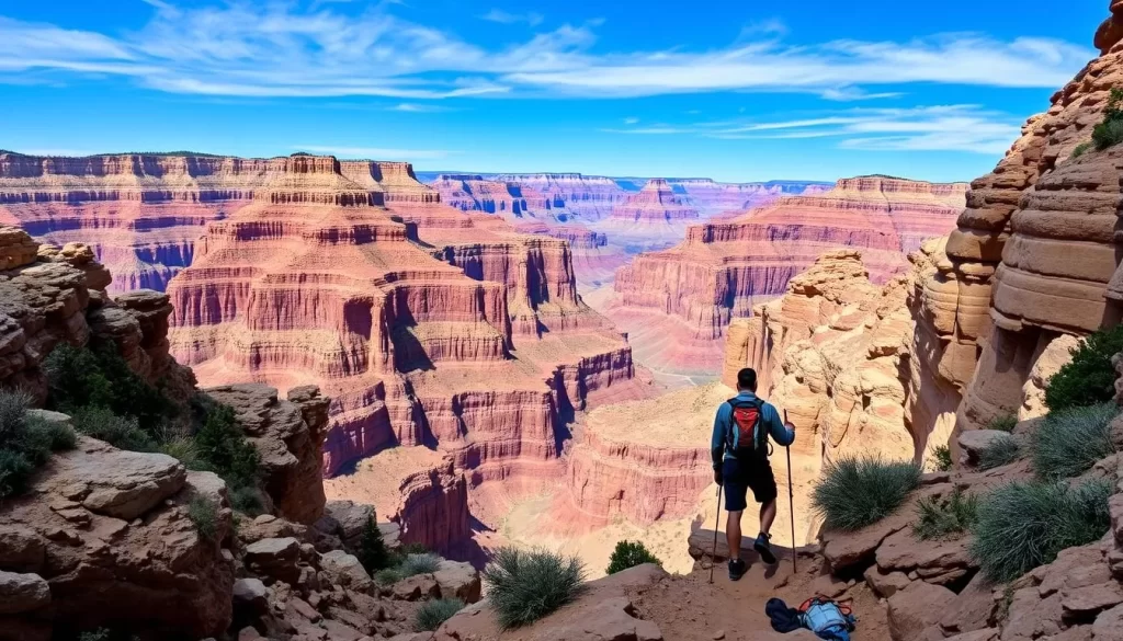 Image of a hiker descending into the Grand Canyon