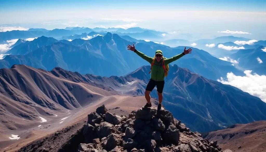 Image of a hiker on Mount Rungwe's summit