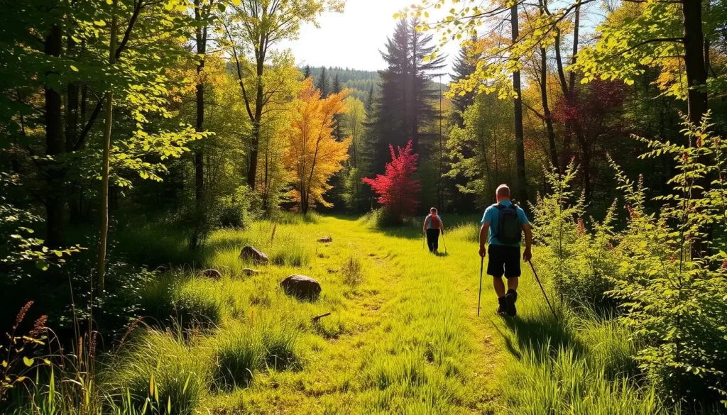 Image of a hiker on a Vermont trail during summer