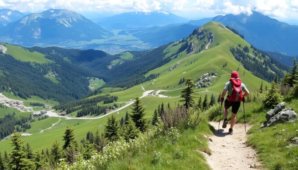 Image of a hiker on a mountain trail in Alpbach