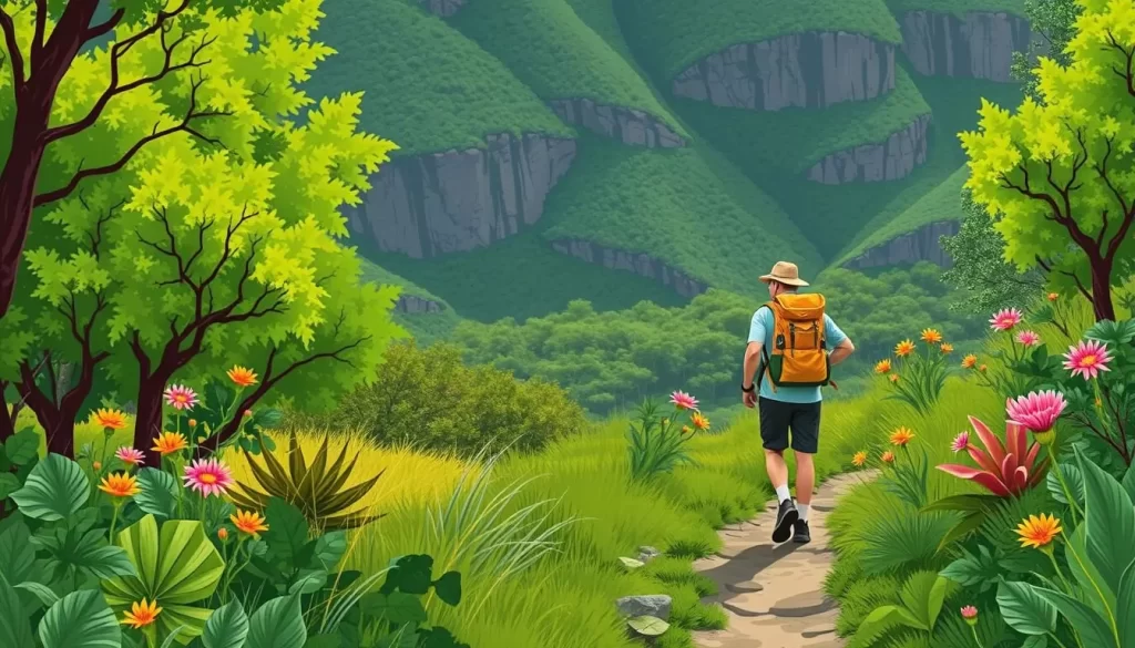 Image of a hiker on a trail in Fernkloof Nature Reserve