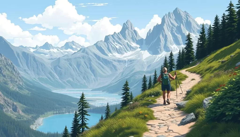 Image of a hiker on the Earthquake Lake Trail