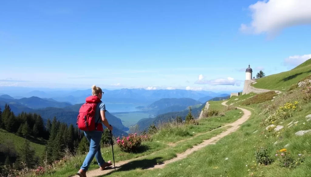 Image of a hiker on the Liechtenstein Trail near Nendeln