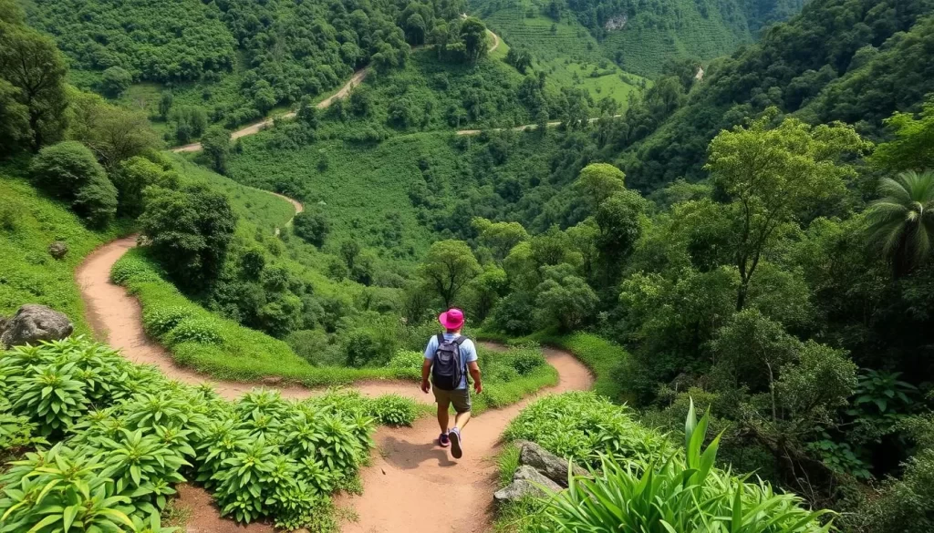 Image of a hiker walking on a trail in Niah National Park