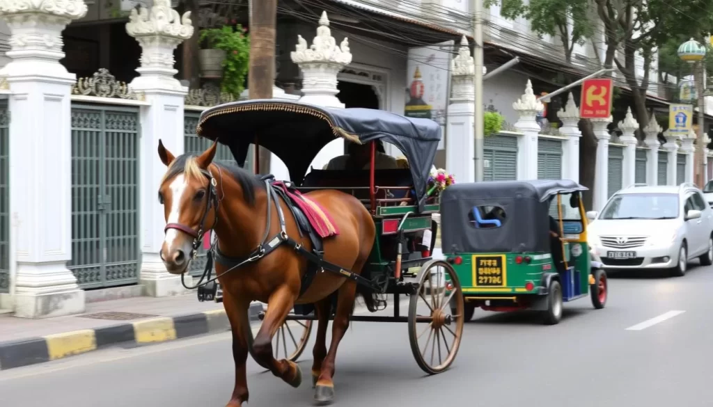Image of a horse-drawn carriage or tuk-tuk in Lampang city